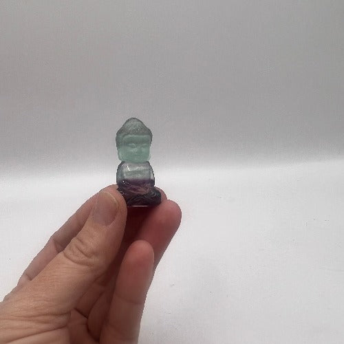 Fluorite Buddha Carving - Green and Purple